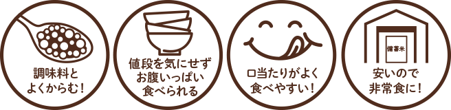 調味料とよくからむ！・値段を気にせずお腹いっぱい食べられる・口当たりがよく食べやすい！・安いので非常食に！